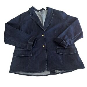 NWOT D&Co blazer denim gold button Utilty Chic Preppy Modern Size L
